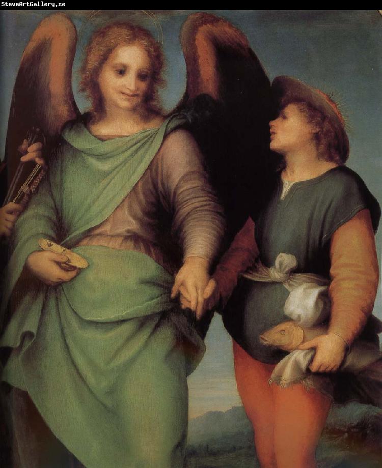 Andrea del Sarto Angel and christ in detail